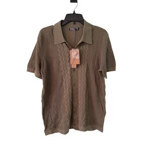 PJ PAUL JONES Men's Polo Shirts Breathable Knit Shirt Vintage Knitted Shirt Med